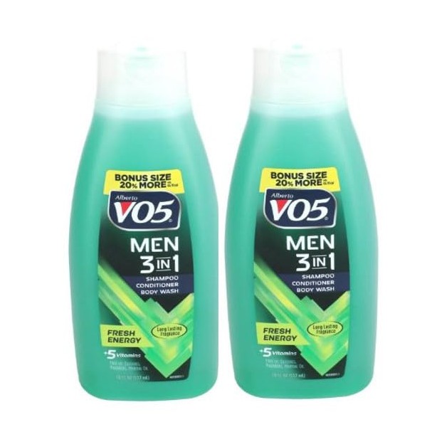 VO5 Men's 3-in-1 Fresh Energy Shampoo, Conditioner & Body Wash Shower Gel, (2 Pack)18-oz.