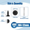 ANCHOREASE M4×12mm Wood Screw 400Pcs, Black Carbon Steel Self Tapping