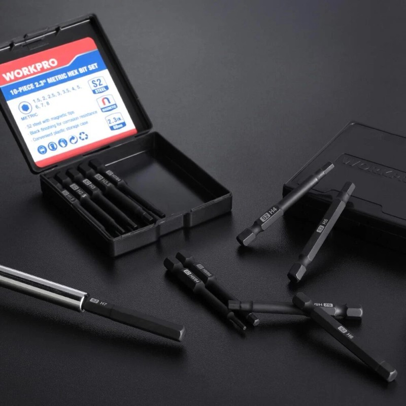 WORKPRO 20pcs Hex Head Allen Wrench Drill Bit Set Metric