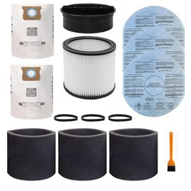 Alrens Replacement Filter 90304, 90107 Dry Vac Filter, 90585 Foam Sleeve Filter Set for Shop Vac 90304 90333 90350 9030400 + 2 Pack High Efficiency Vacuum Bags for Shop Vac 10-14 Gallon