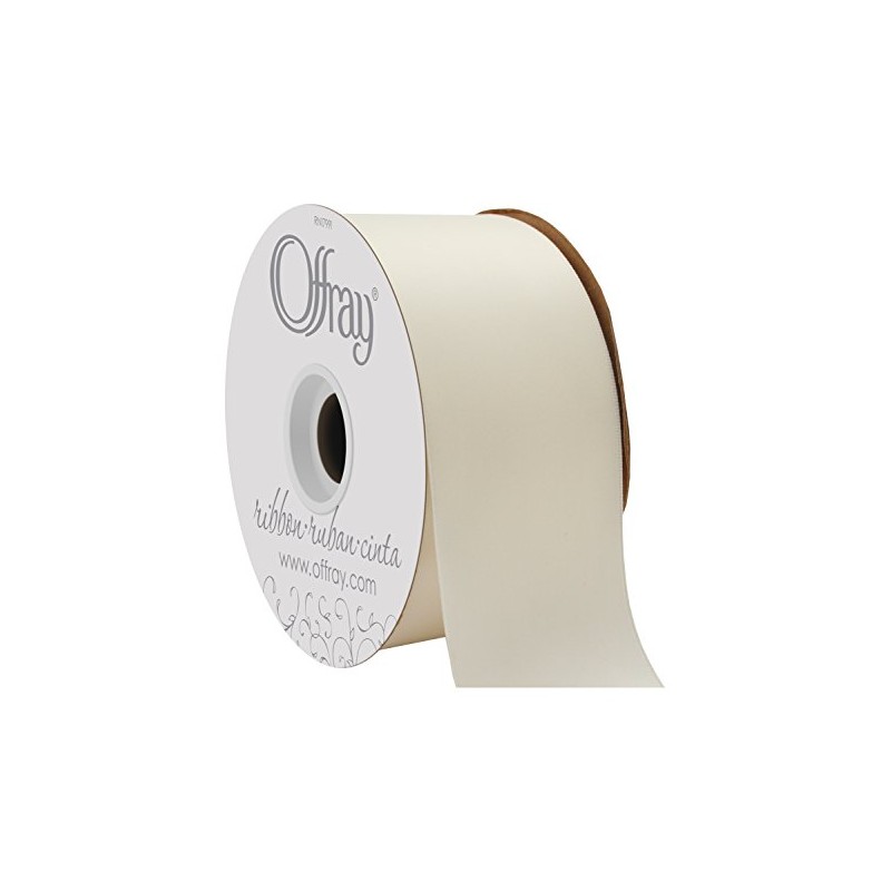 Berwick Offray 2.25" Wide Double Face Satin Ribbon, Antique White