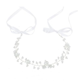 Pearl Bridal Headband Flower Hair Vine Boho Flower Head Band Hair Accessories for Women Party Festival Beach Travel(Silver)