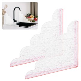UFURMATE Transparent Splash Guard for Shower, 2 Pack Water Ripple Bathroom Shower Corner Acrylic Water Protector for Bathtub Kitchen Sink (8.6 x 7.6 inch)