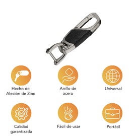 Kotse Llavero con anillo para llaves. Llavero Elegante para automóvil. Regalos para Mujer y Hombre. Llavero de Acero Inoxidable con anillo. Color Oxford. Incluye Desarmador. Keychain.