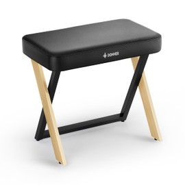 Donner Piano Bench DKB-300 Home Style Keyboard Stool with Thick Padding, Metal Keyboard Seat Piano Chair with Cushion, Light Wood Color