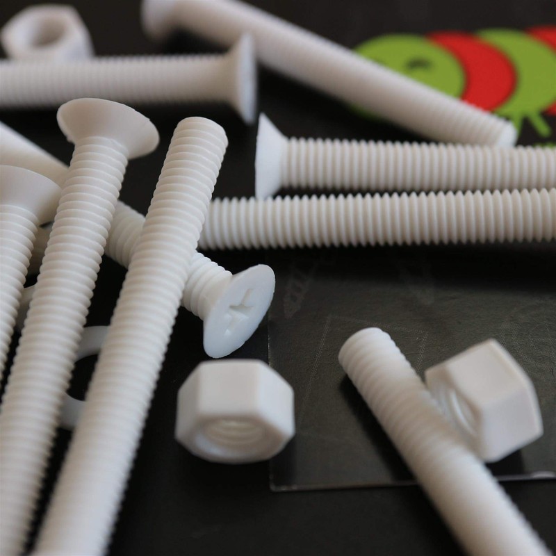20 x White Countersunk Screws Polypropylene (PP) Plastic Nuts and