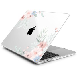 Batianda Case for New MacBook Air 13.6 inch 2025 M4 2024 2022 Release Model A3240 A3113 M3 A2681 M2, Designed Protective Hardshell Keyboard Cover and USB-C OTG Adapter, Cute Flowers
