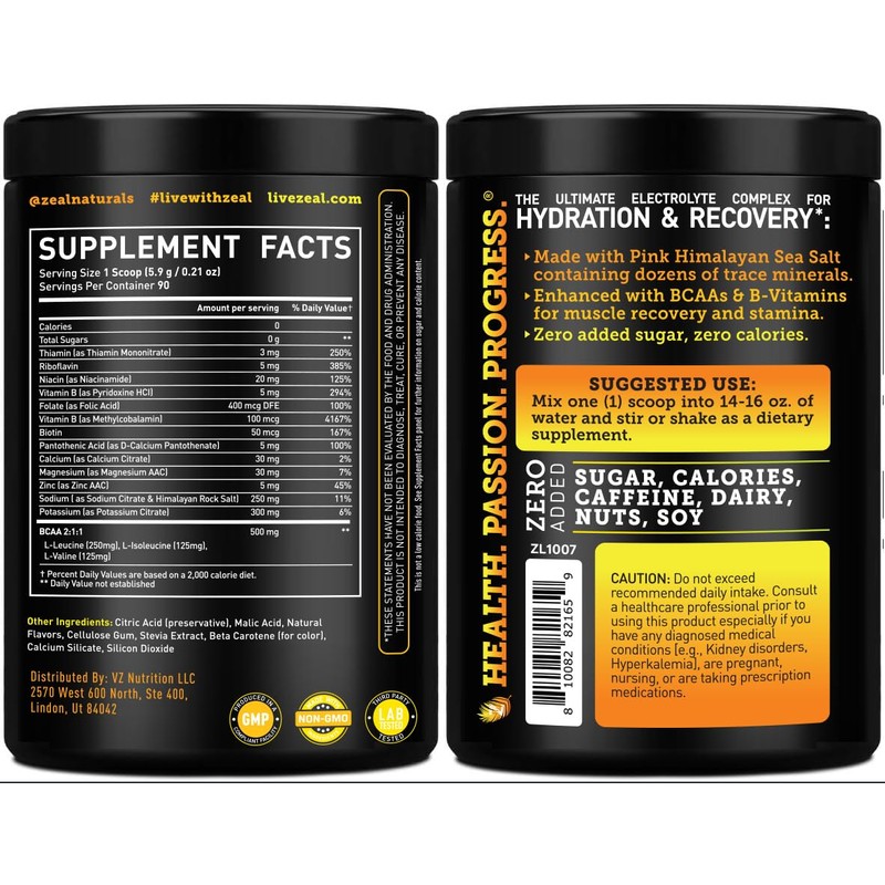 Zeal Electrolyte Powder - 90 Servings | Keto Electrolytes Powder