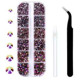 3792 Pcs Rainbow AB Flatback Rhinestones Set for Nail, Art, Crafts, Makeup, Tumblers Glitter Round with Tweezers and Picking Pen(SS6~SS20)