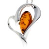 Genuine Cognac Baltic Amber & Sterling Silver Modern Heart Pendant