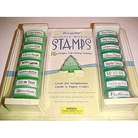 Message Stor Holidays / Christmas Memory Making Stamps 16 Unique Self-inking Stamps (Green)