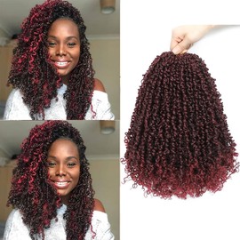 Youngther Yanky twist crochet hair 16inch Fluffy Spring Twist with curly crochet hair pre looped Synthetic hair extension（16inch M1B/BUG 6PCS）