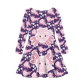 Beauty Collector Cute Pink Axolotl Swing Dress for Girls 13-14Y Funny Dress Up Clothes for Play Costumes Holiday Princess Party Dresses