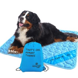 INSPECTOR TAIL Self Cooling & Traveling Mat + Free String Bag Pack/Washable & Portable Pet Soft Pad for Indoor or Outdoor/Perfect for Dog & Cats for Car Travel Kennel Sofa Bed Floor/Blue