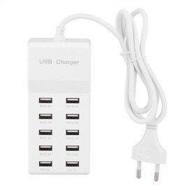 USB Charger 10 USB Charging Station with Ports 100-240 V USB Hub Power Strip for Devices Xs/Max/XR/X/8/7/Plus Pro Tablet Reusable Packaging (EU)