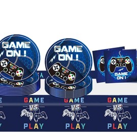 Party Tableware Set, Birthday Decoration Set, Party Tableware Children's Birthday Decoration, Birthday Decoration Set, Party Decoration Tableware Party Supplies Set (Blue Black-2)