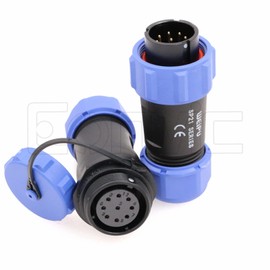 Eonvic Weipu SP21 2-12 Pin Male Waterproof Connector Plug Female Socket IP68 in Line Cable Connector Industrial Circular Solar Electrical Connector (9Pin)