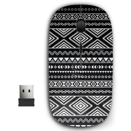 KAWAMOUSE 2.4G Ergonomic Portable USB Wireless Mouse for PC, Laptop, Computer, Notebook with Nano Receiver (Folk Aztec Ornament)