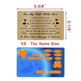 Birthday Christmas Gifts for Wife - Mother's Day Wifey Gifts from Husband, For My Wife With Love Engraved Wallet Card, Wife Anniversary Card Gifts