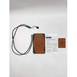 DesignNest FoldStand Slim Magnetic Phone Stand Card Holder with Lanyard, Horizontal Vertical View, Foldable Finger Grip, Wireless Charging Compatible Leather Brown