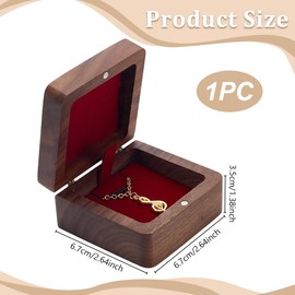 PLIGREAT Wooden Necklace Gift Box, Small Jewelry Display Case Vintage Natural Walnut Wooden Pendant Storage Box for Wedding Engagement Birthday Anniversary Christmas