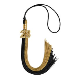 Endea Graduation Double Color Tassel with Gold Bling Charm (Black/Antique Gold, 2025)
