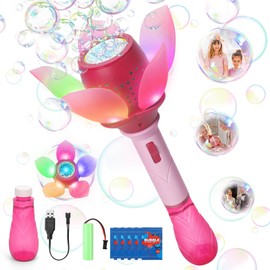 YOTOY Toys for 3 4 5 6 7 8 9 10 Year Old Girls Kids: Flower Bubble Wand Machine for Toddlers Birthday Gifts for 3-8 Years Old Kids Lotus Bubble Blower Maker Party Weddings Garden Games Outdoor Toy