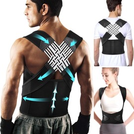 JINGSHUBO Back Straightener, Posture Corrector for Men and Women, Back Posture Corrector, Lumbar Support, Adjustable Back Pose Corrector (Black Grey, M)