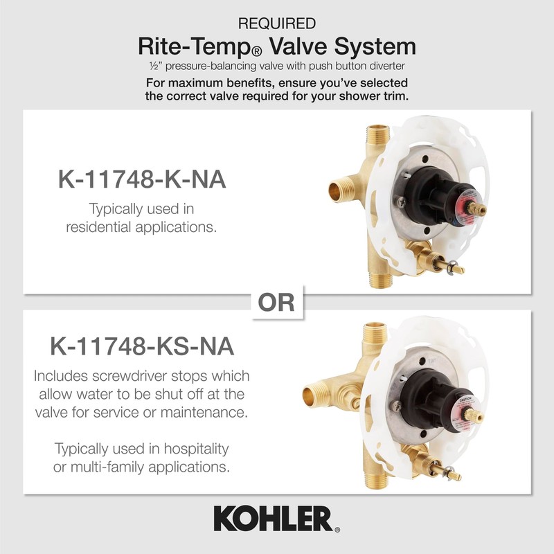Pitch Rite-Temp Valve Trim With Push-Button Diverter