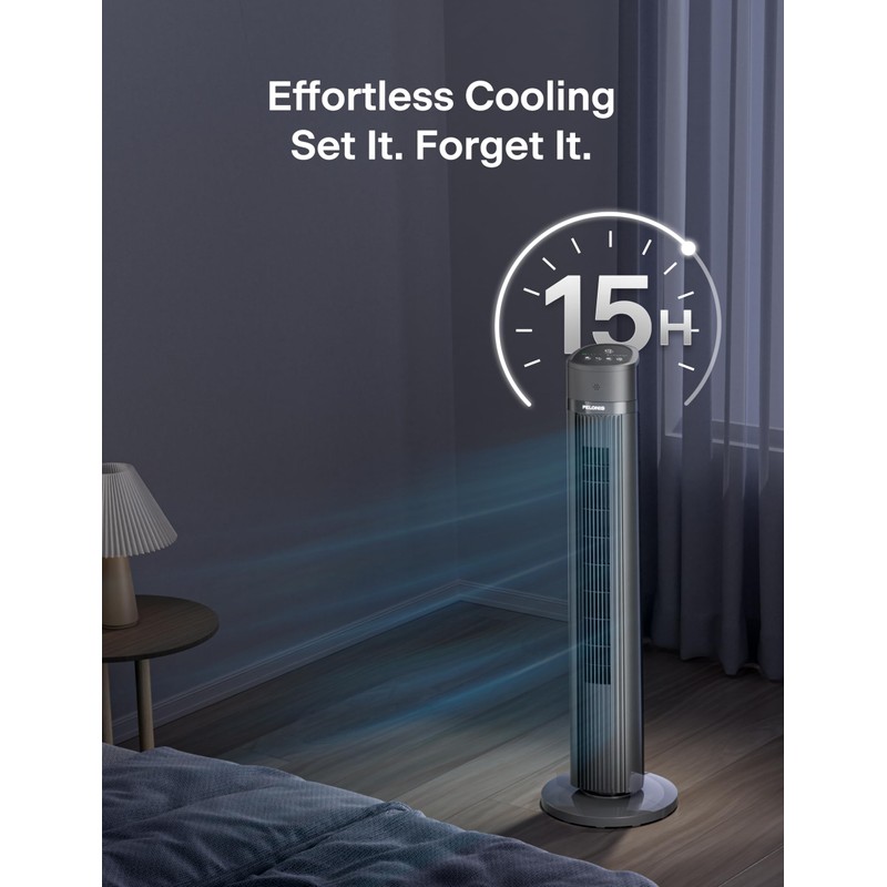 PELONIS 40-inch Bladeless Tower Fan for Bedroom, Standing Fan with