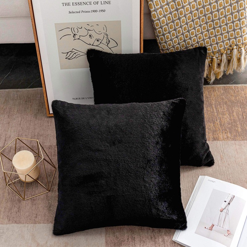 Home Brilliant Set of 2 Plush Cushion Covers Square Large