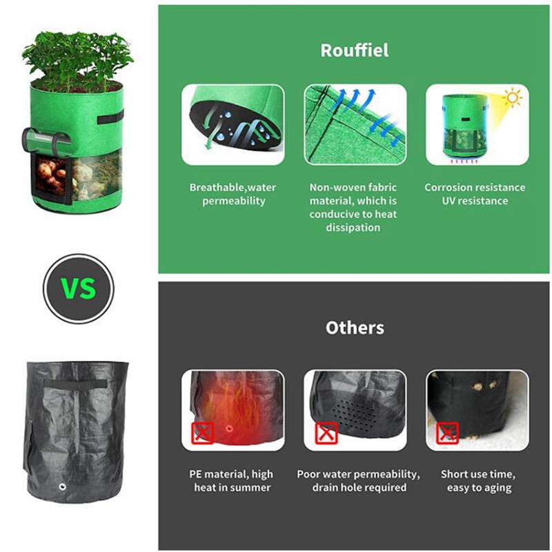 2PCS 10 Gallon Potato Plant Grow Bag Breathable Non Woven