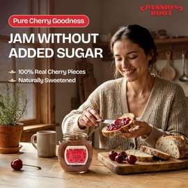 Passion Root Cherry Jam | All Natural Cherry Preserves with Real Fruit | No Added Sugar, No Preservatives, Non GMO, Gluten Free, Kosher Certified | Fruit Spread for Charcuterie Board - 11.2 oz