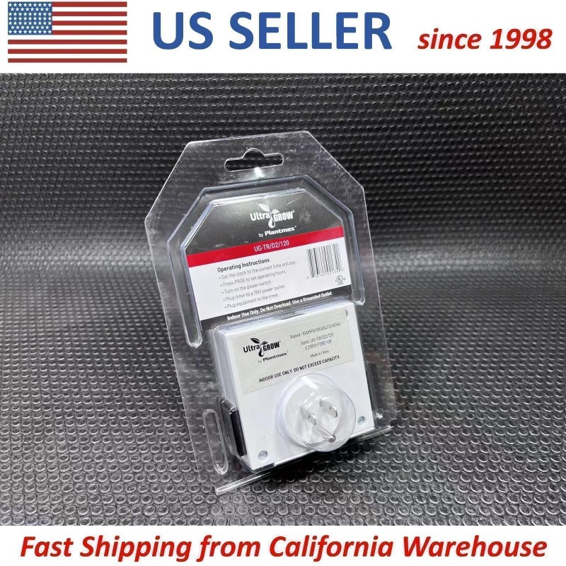 UltraGrow Heavy Duty Digital 7-Day Timer Double 3-Prong Outlet Plug