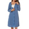 Marvmys Women's Long Nightgown Cotton Nightdress Stripe Nightshirt Long Sleeve