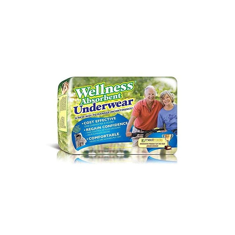 Wellness Absorbent Underwear w/NASA Technology (Pull-Ons), X-Large (40-60" Waist), 12