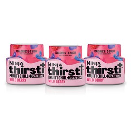 Ninja Ninja Thirsti Flavored Water Drops, FRUITI CHILL+ Wild Berry, Bold Fruit Flavor with Caffeine, Sparkling or Still, Zero Calories, Zero Sugar, Makes 17, 12oz drinks, 3 Pack, WCFWDBRAM