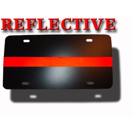 Thin Red Line Plastic License Plate - Firefighter