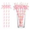 MYHOGOOD 30Pcs Pink Paper Straws, Lovely Pink Paper Straw for