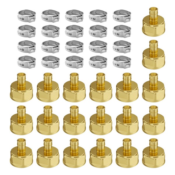 Happybuy 1/2" 20PCS Brass Pipe Fittings, Clamp-Style 1/2 NPT Internal