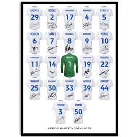 Leeds United 2024-2025 Team Signed Poster A4 Print