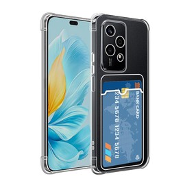 SDTEK for Honor 200 Lite Case Shock Absorbing Gel Clear Cover with Card Holder Anti Drop Protection