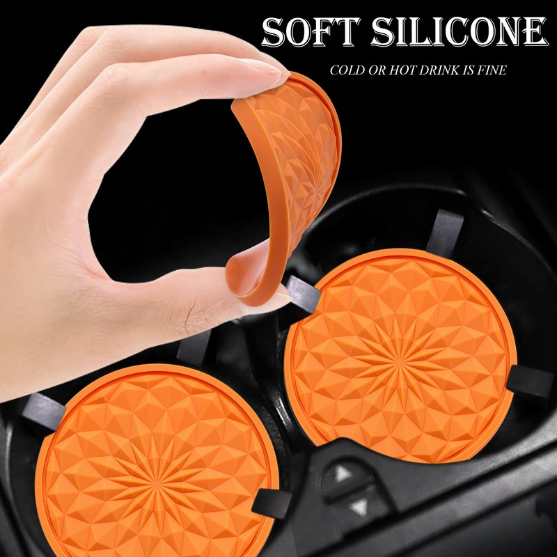 MEAJOO 2 Pack Silicone Car Cup Holder Coaster – 2.75
