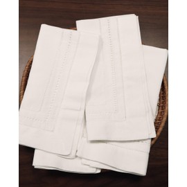 Lauusiusi Cloth Napkins Set of 4 Ramie - Triple Hemstitch Handcrafted Reusable Washable, Ideal for Wedding Christmas Holiday New Year Events Dinner Party Everyday Use Table 20" x 20" White