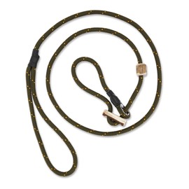 Dog Lead with Collar 6 mm, Moxon Lead, Slip Lead, Agility Lead with Pull Limit, Stag Horn Pull Stop (Olive/Green, 100 cm)