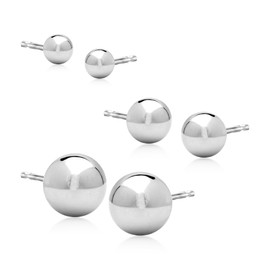 Ross-Simons Italian Sterling Silver Jewelry Set: 3 Pairs Of 4-8mm Ball Stud Earrings