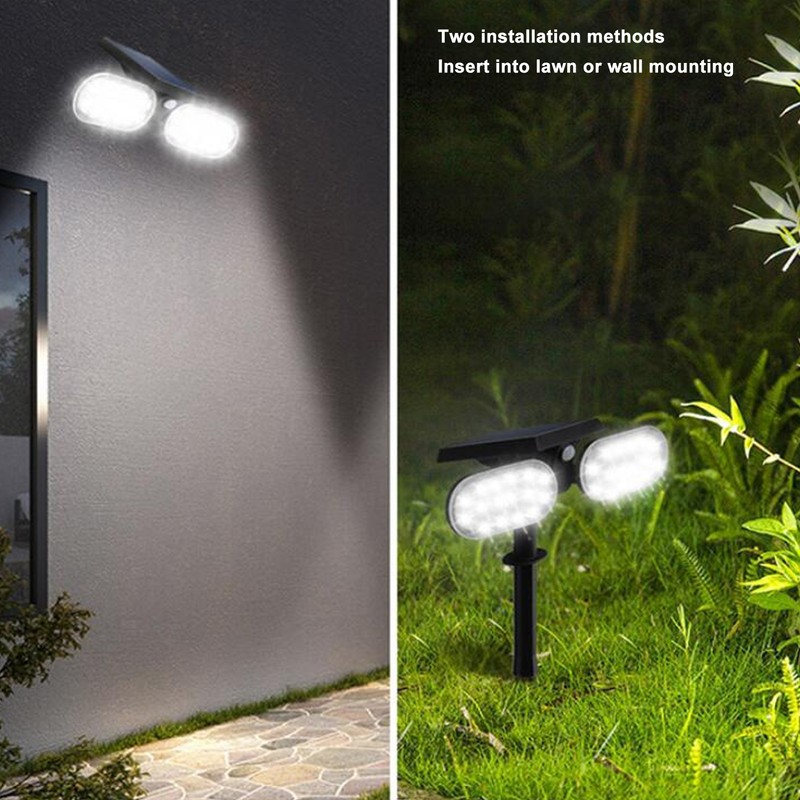 Solar Motion Sensor Wall Light 2 Heads IP65 Waterproof High