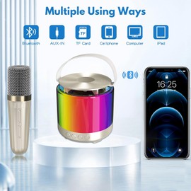 Kids Mini Karaoke Machine: Portable Bluetooth Speaker with 2 Wireless Mics for Kids & Adults - Perfect Birthday Party Home Entertainment, Ideal Gifts for Girls & Boys 4-12