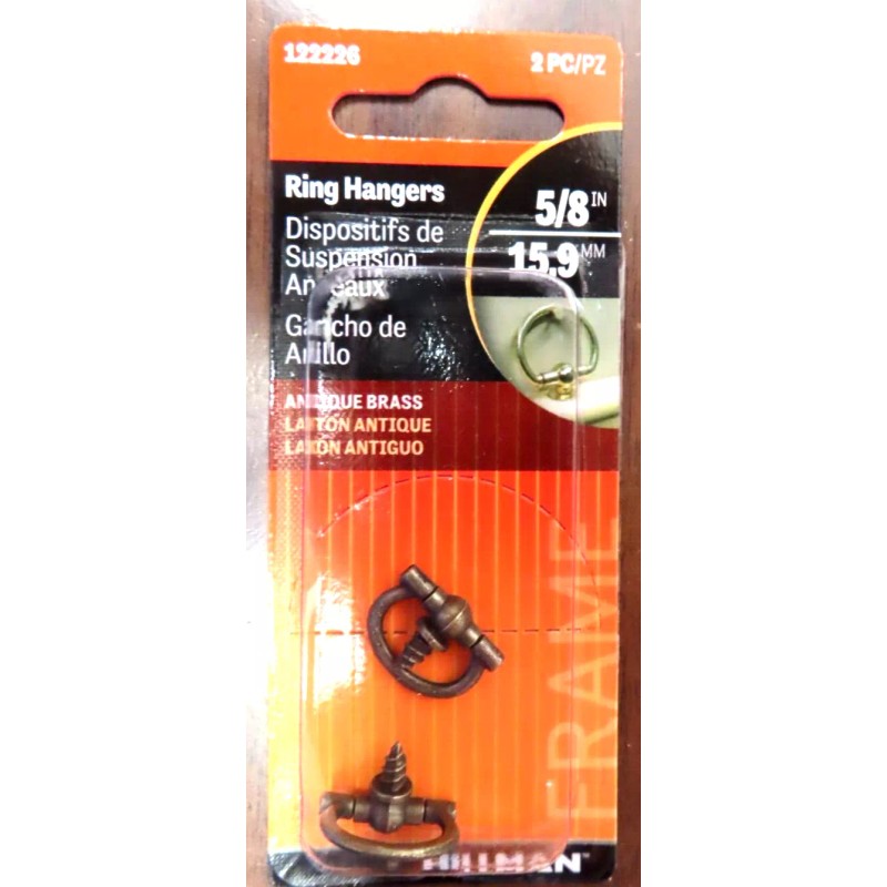 Hillman Oval Ring Hanger Antique Brass #122226 Package of 2