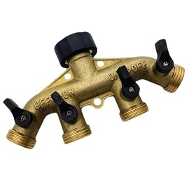 ANCLLO 4 Way Garden Hose Splitter Heavy Duty Brass Hose Connector 3/4" Hose Spigot Adapter with 4 Valves